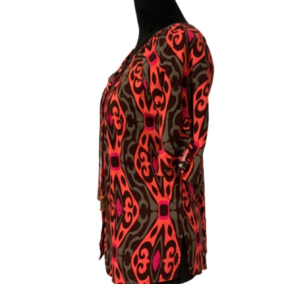 ESCAPADA Abstract Retro Vintage Inspired Design Beaded Tassel Shirt Sz XS EUC - Picture 4 of 13